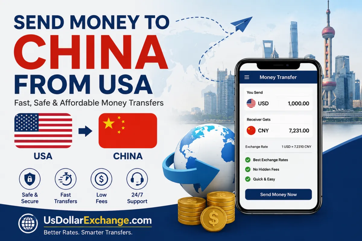 Send money to China from USA: fast, safe, affordable transfers with USDollarExchange.com