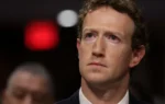 Mark Zuckerberg looks concerned during a hearing.