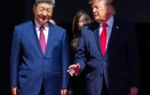 Xi Jinping and Donald Trump in suits with red ties